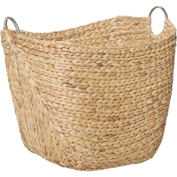 Seagrass Handmade Large Woven Storage Basket with Ring Metal Handles21